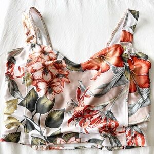 Kortni Jeane Floral Bikini Top - Red and Green